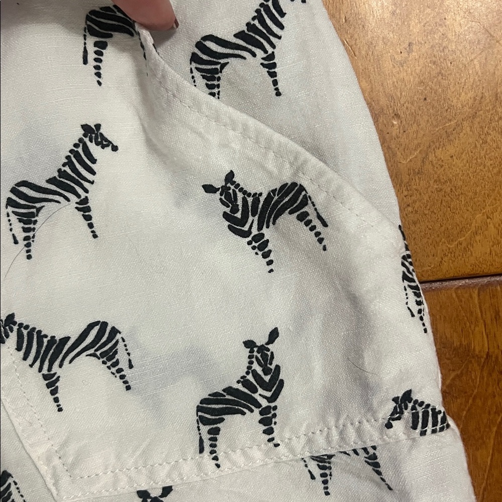 LOFT Zebra Print Linen Blend Shorts Size 2 Black White Safari Resort Summer - Picture 7 of 9